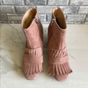 Steven By Steve Madden Pink Fringe Ankle Boots